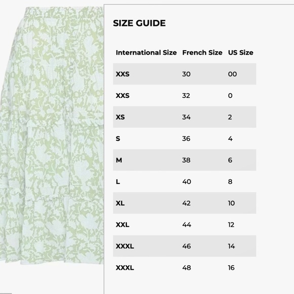 MAJE Jitale Printed Ruffled Maxi Skirt Green Cotton Voile US6 - Picture 10 of 13